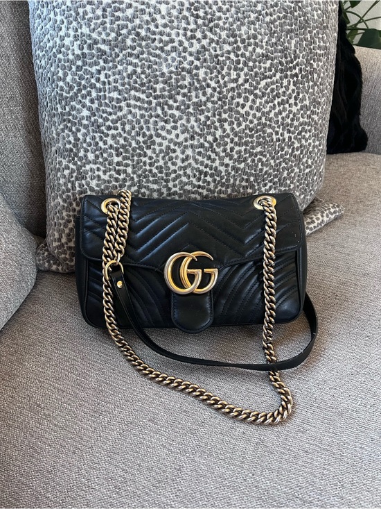 Gucci Handbags - Gucci GG Marmont Matelassé Black Leather Small Shoulder Bag
